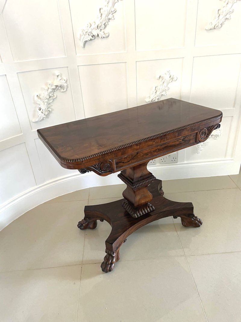 Fine Antique William IV Rosewood Card/Side Table - Image 7